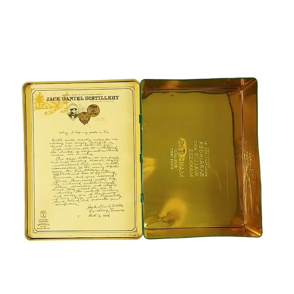 Jack Daniel's Storage Gift Box Tin Metal Hinged Lid Mansfield England 10.5" x 8" - Picture 8 of 10